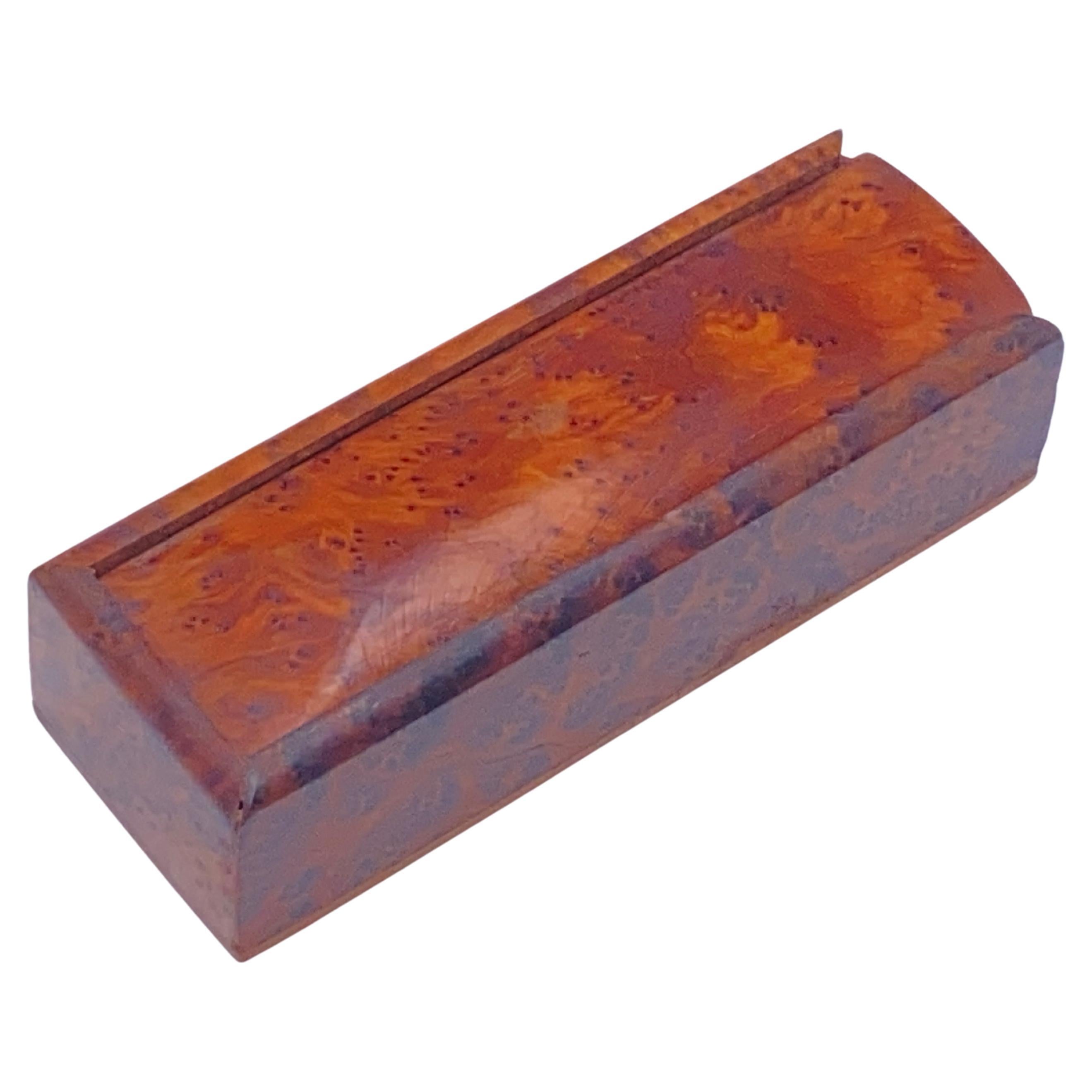 Decorative Box in Light Wood, France circa 1970, Brown Color