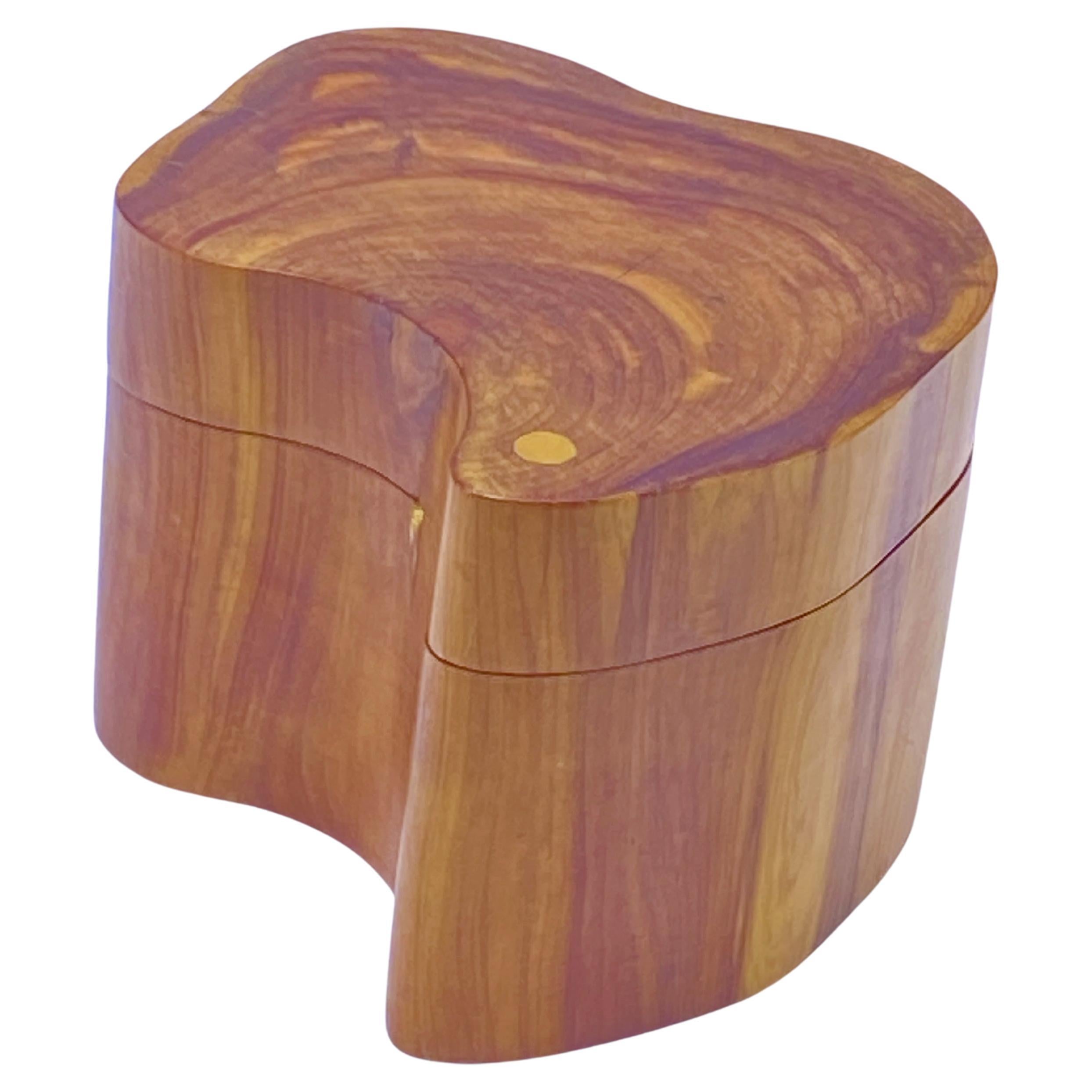 Decorative Box in olive wood, brown color, brutalist style, France  circa 1950 For Sale