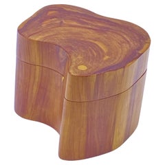 Decorative Box in olive wood, brown color, brutalist style, France  circa 1950