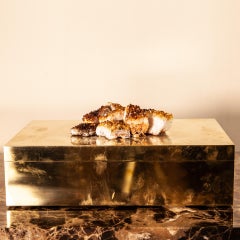 Decorative Box, Natural Solid Brass, Quartz Crystal, Florence Manufacturing