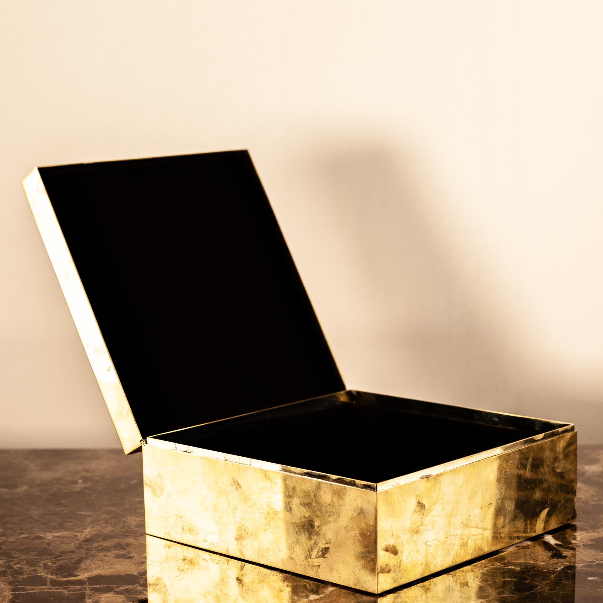 Brass Decorative Box with Fluorite Crystals Elements For Sale