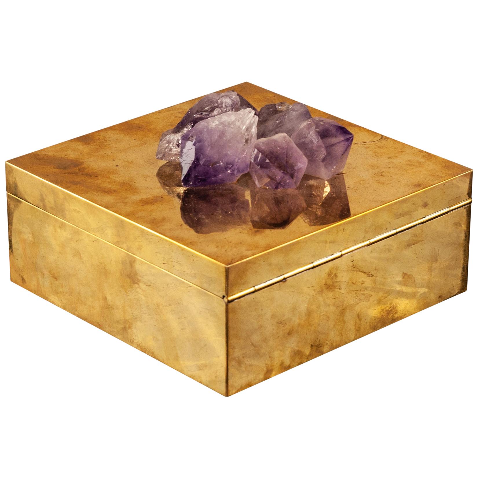 Decorative Box with Fluorite Crystals Elements For Sale