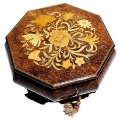 Scatola decorativa con chiave, Scatola portagioie musicale italiana Scatola marrone in legno vintage