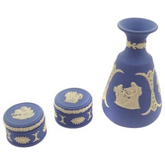 Antique Decorative Boxes and Vase, Wedgwood, Early 20th Century