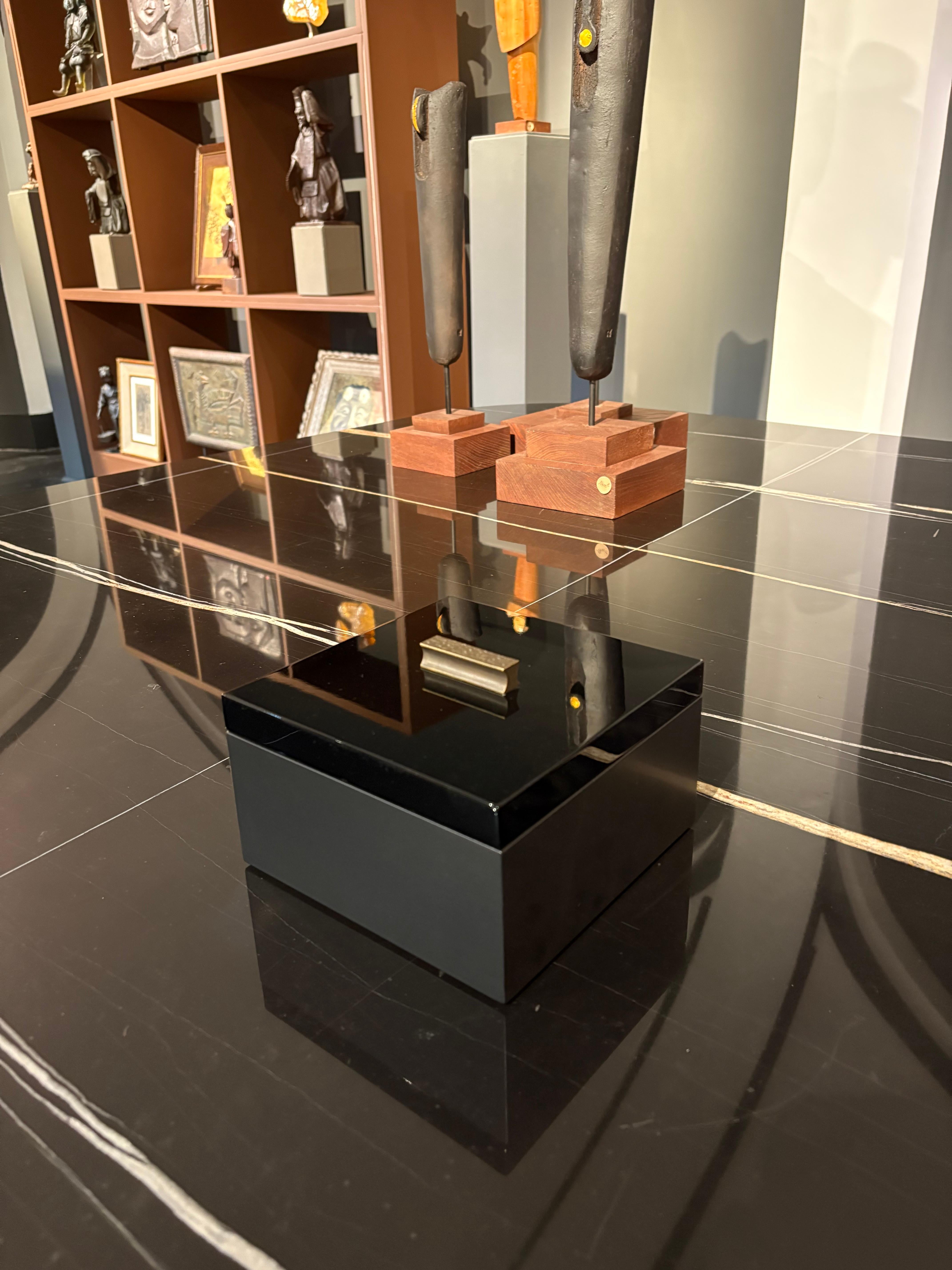 Decorative Boxes, ELLA by Reda Amalou Design, 2016 - Black & Brown Mat Lacquer For Sale 1