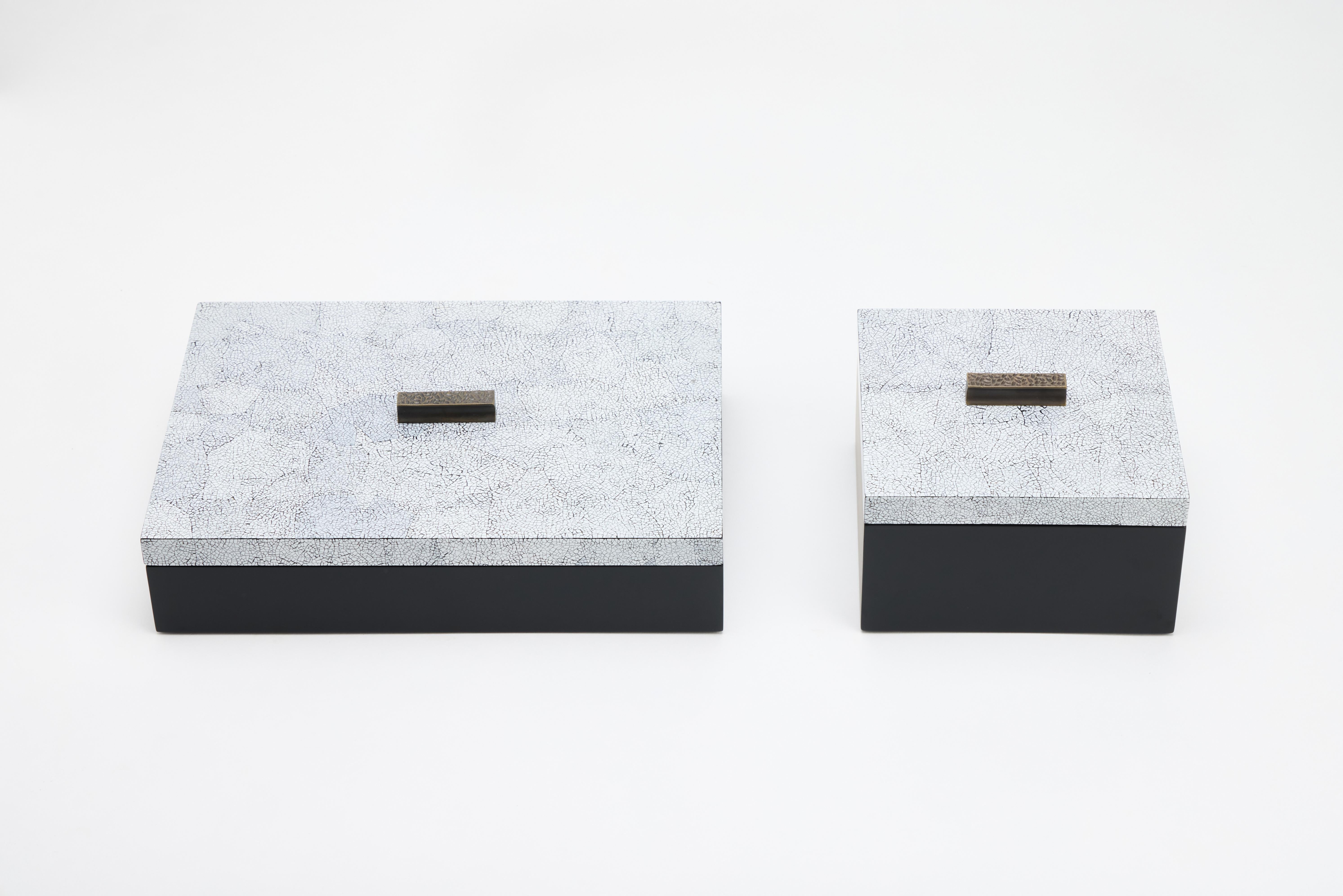 Decorative Boxes, ELLA by Reda Amalou Design, 2016 - Black & Brown Mat Lacquer For Sale 7