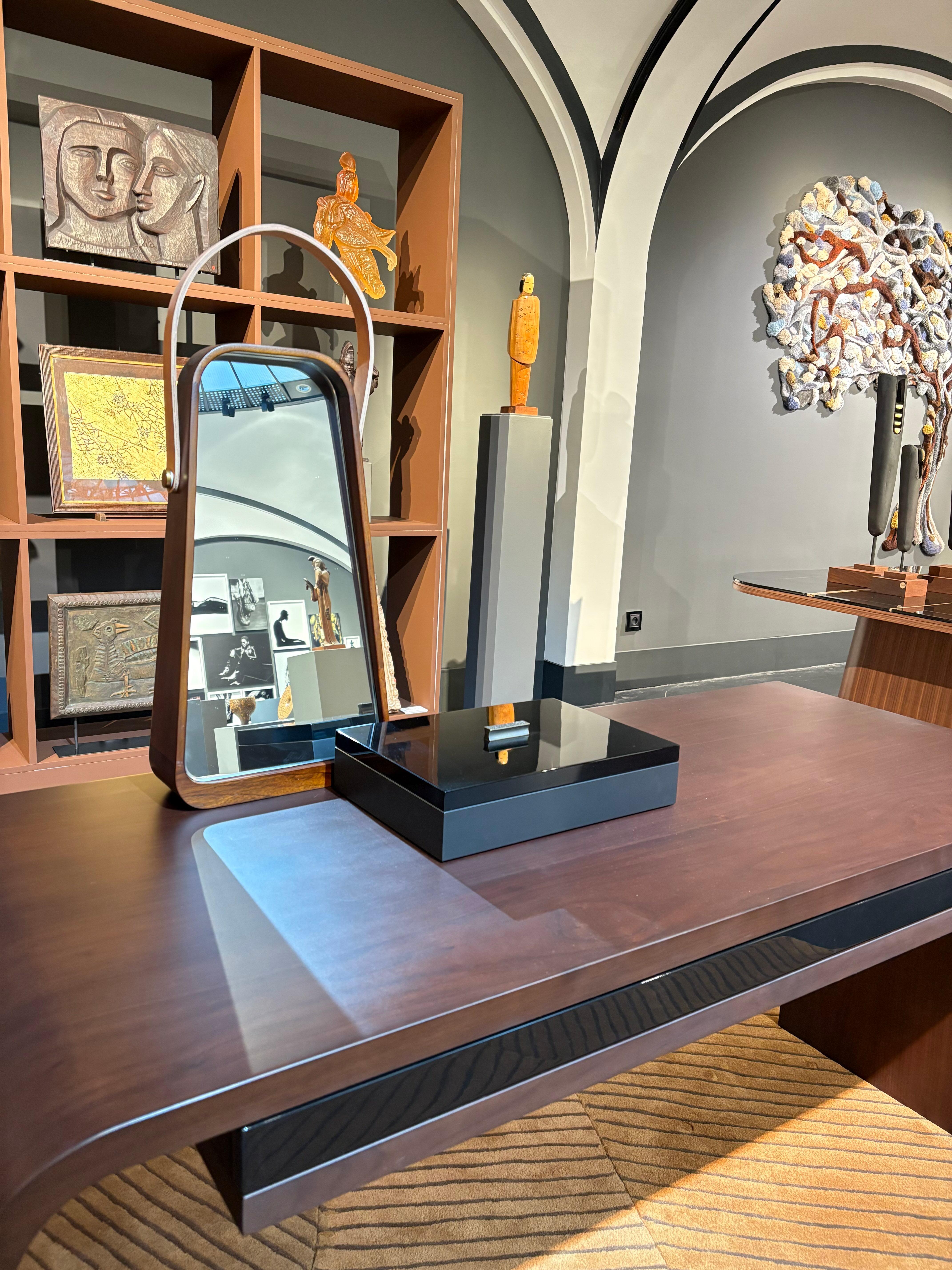 Decorative Boxes, ELLA by Reda Amalou Design, 2016 - Black & Brown Mat Lacquer For Sale 2