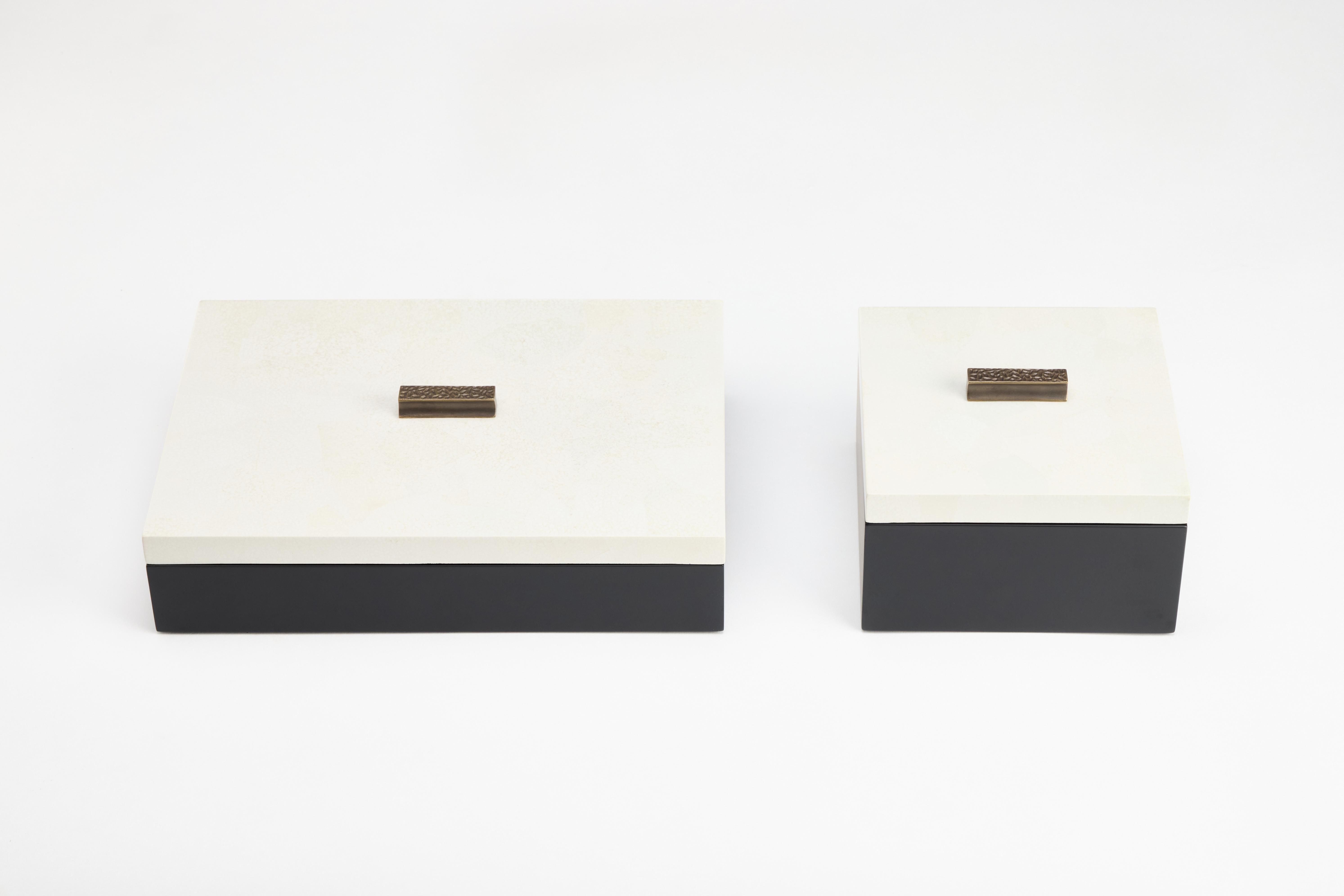 Decorative Boxes, ELLA by Reda Amalou Design, 2016 - Black & Brown Mat Lacquer For Sale 6