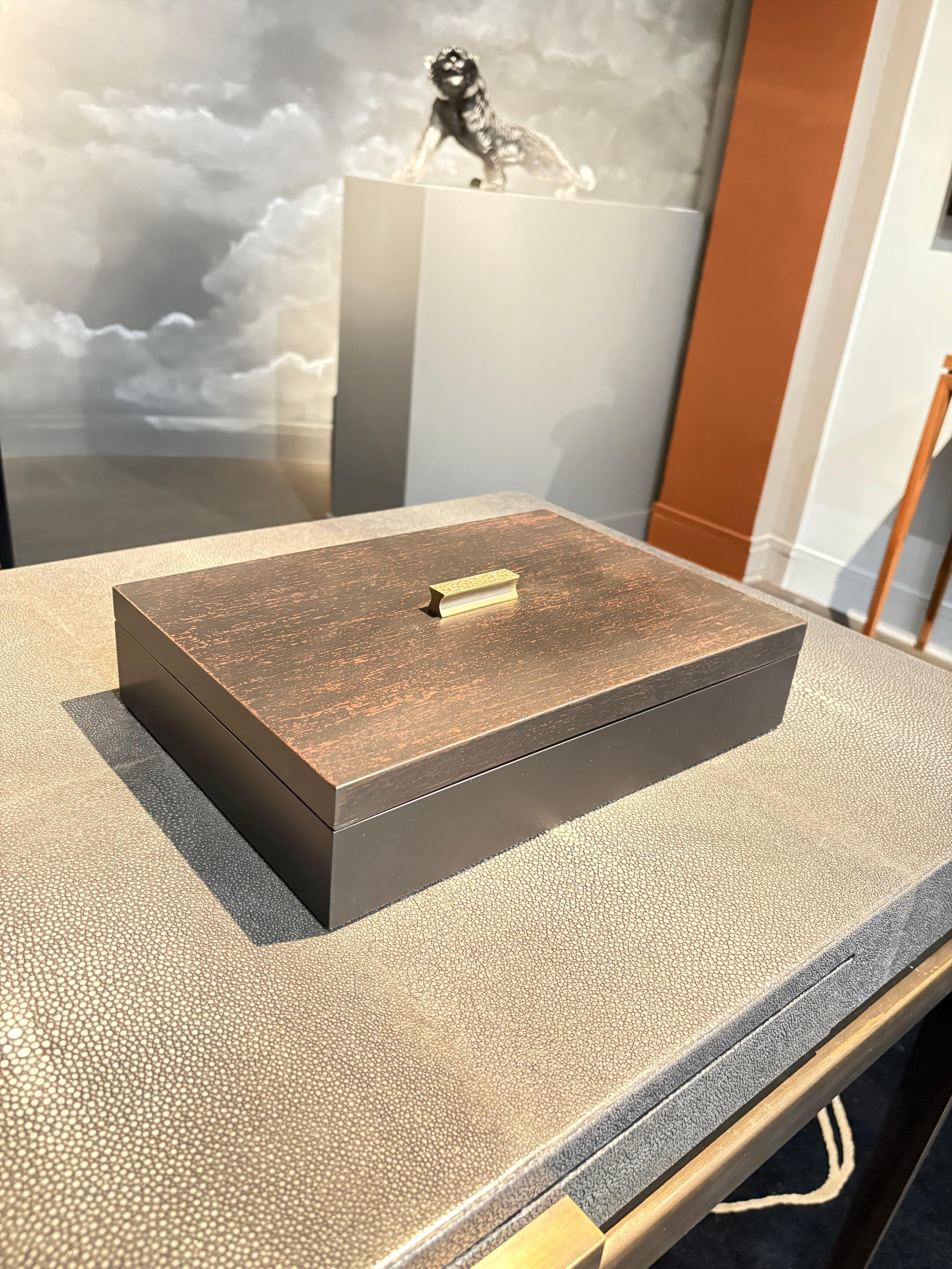 Minimalist Decorative Boxes, ELLA by Reda Amalou Design, 2016 - Black & Brown Mat Lacquer For Sale