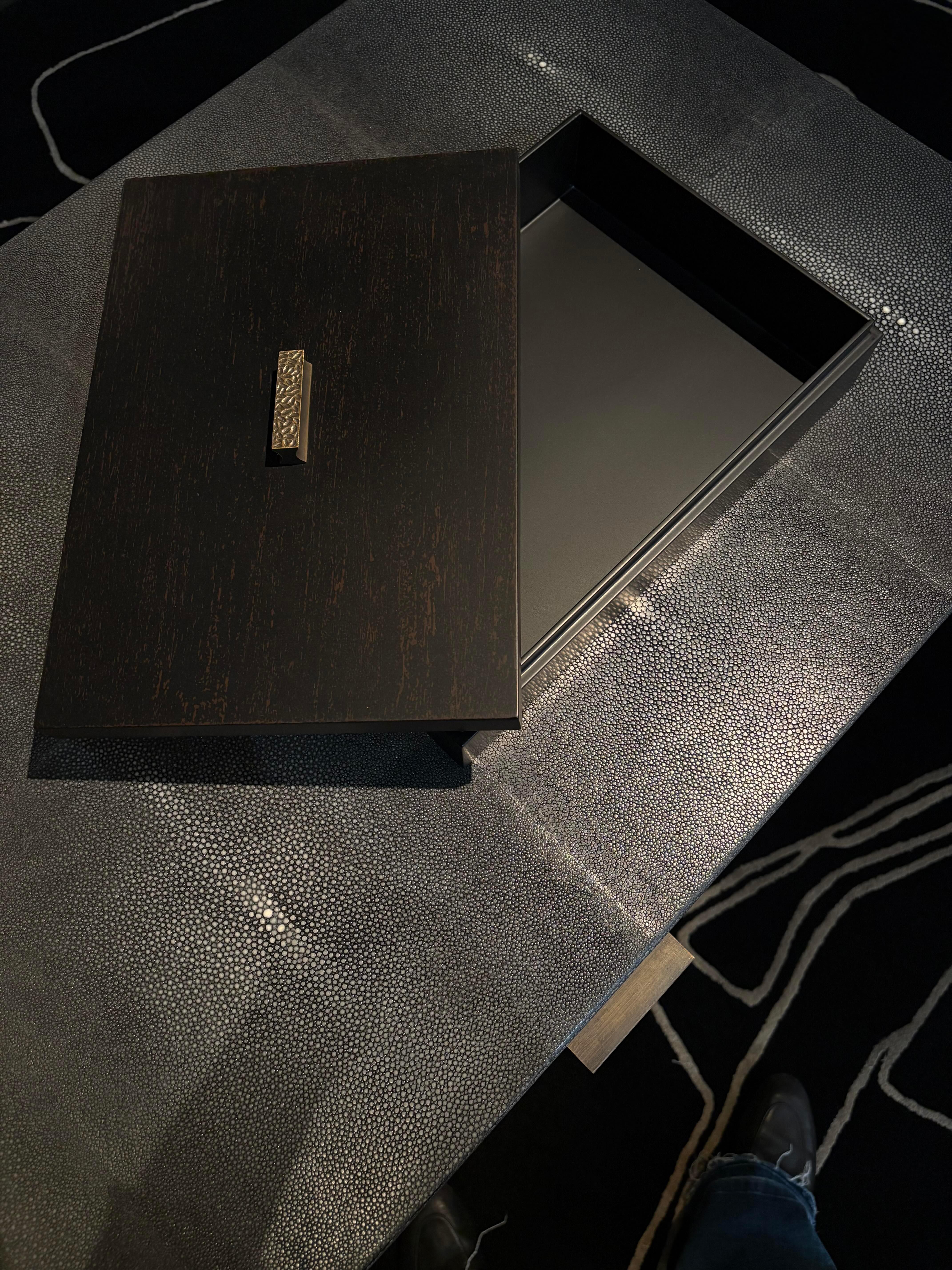 Vietnamese Decorative Boxes, ELLA by Reda Amalou Design, 2016 - Black & Brown Mat Lacquer For Sale