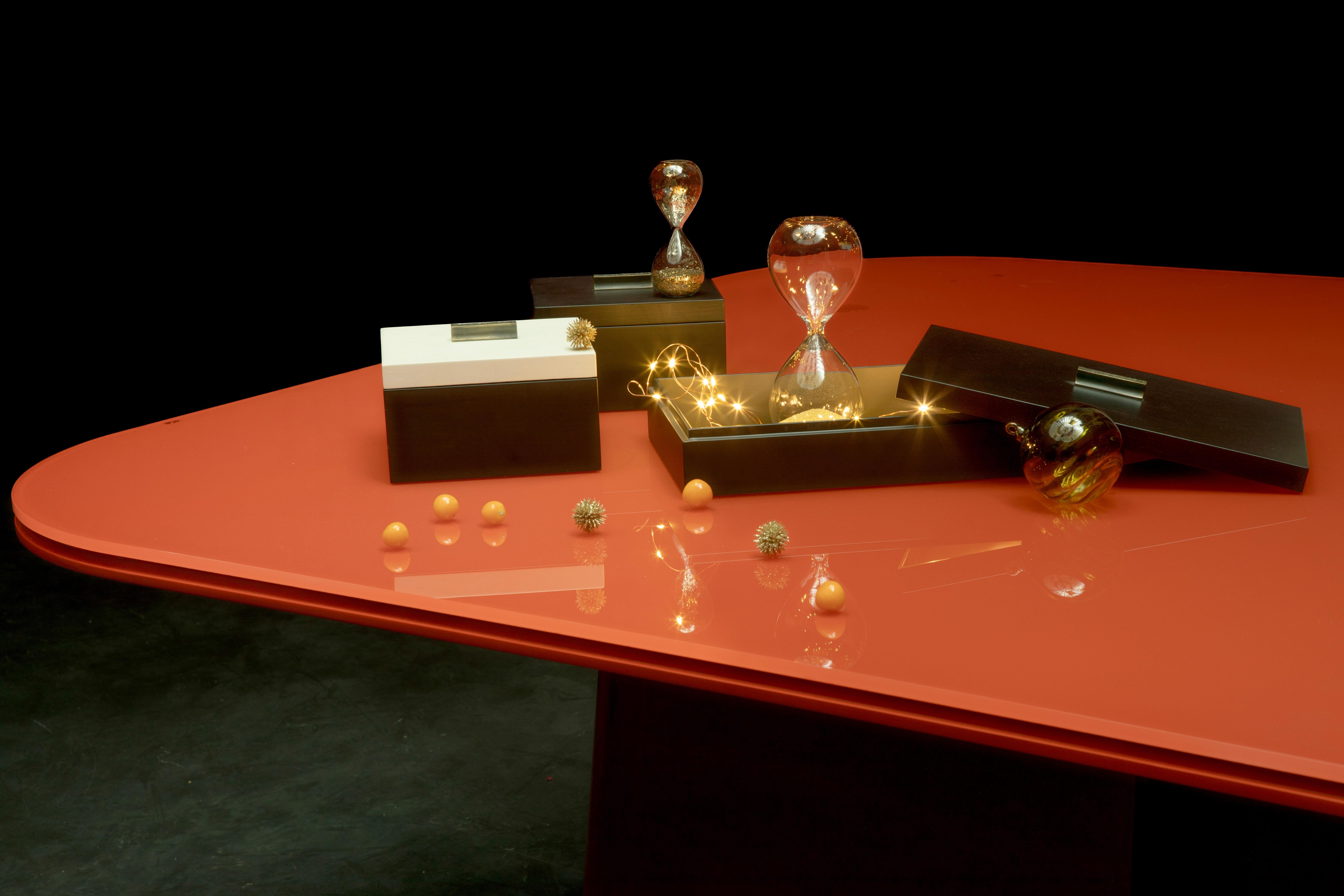 Lacquered Decorative Boxes, ELLA by Reda Amalou Design, 2016 - Black & Brown Mat Lacquer For Sale