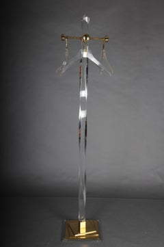 Decorative brass-acrylic coat rack, gold-plated in Hollywood Regency