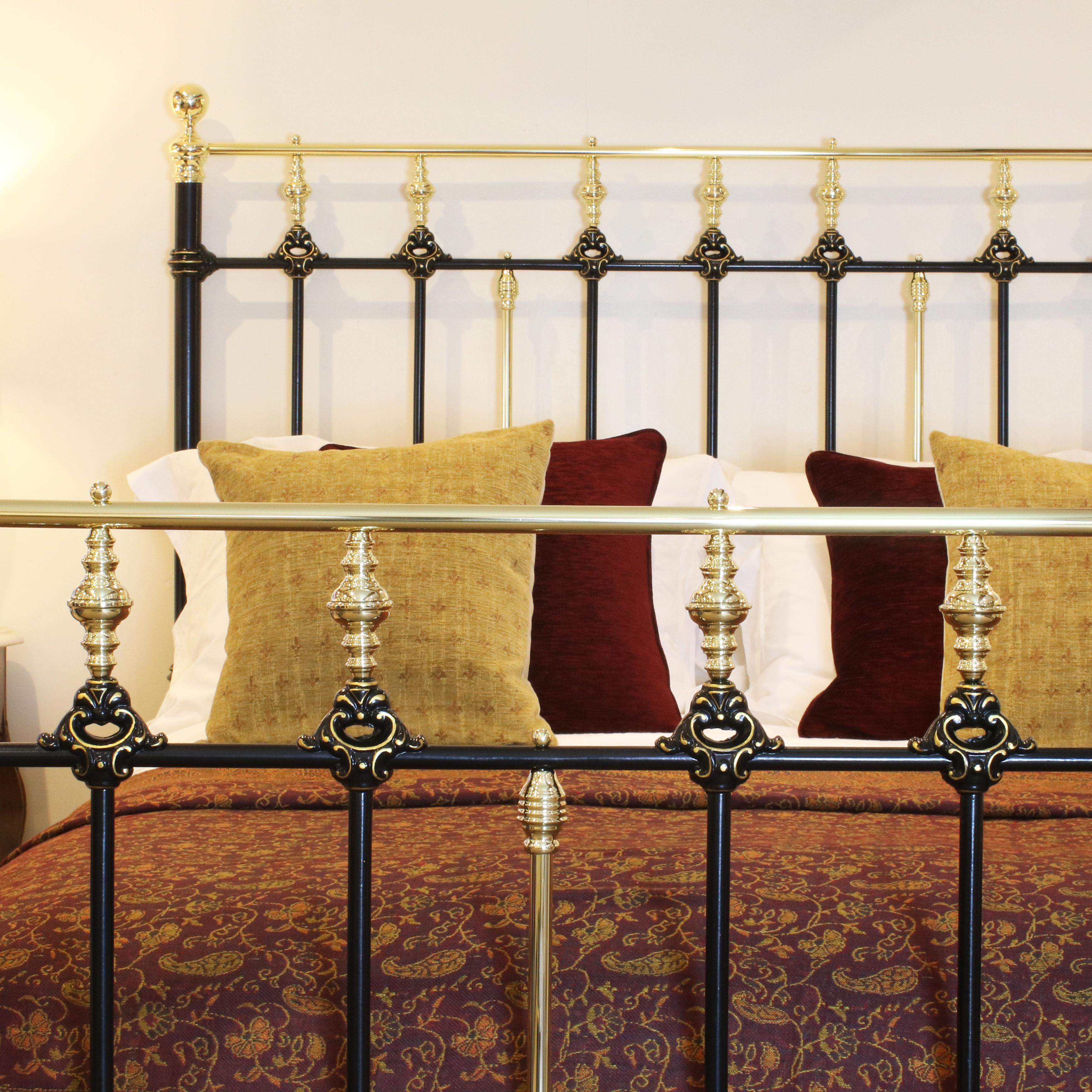 Cast Decorative Brass and Iron Bed in Black, MK164