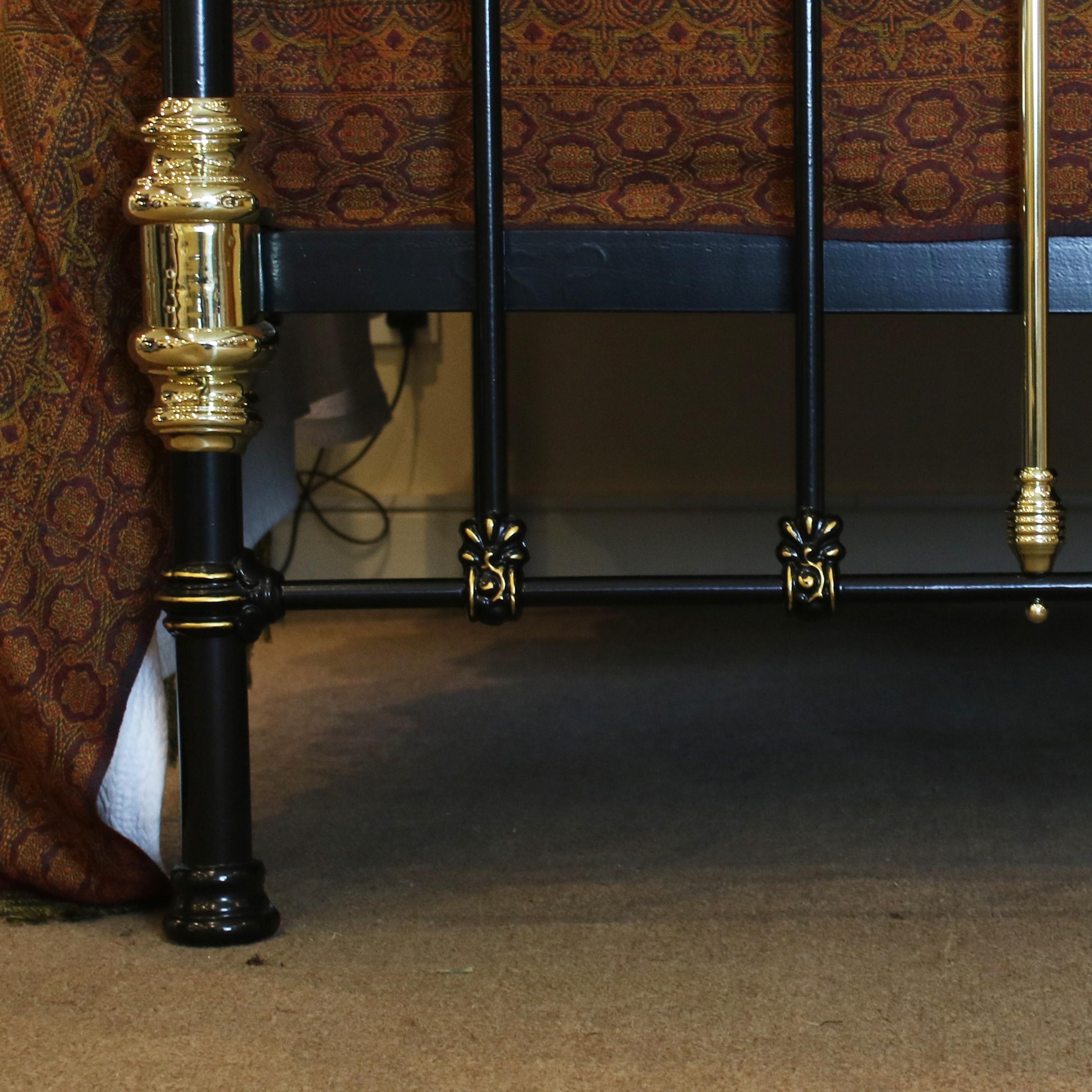 19th Century Decorative Brass and Iron Bed in Black, MK164