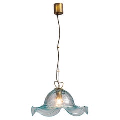 Decorative Brass and Murano Glass Pendant Lamp, Italy 1950s