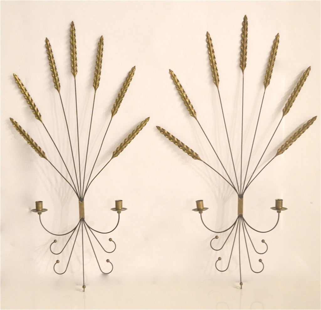 Decorative Brass and Wrought Iron Sconces For Sale 2