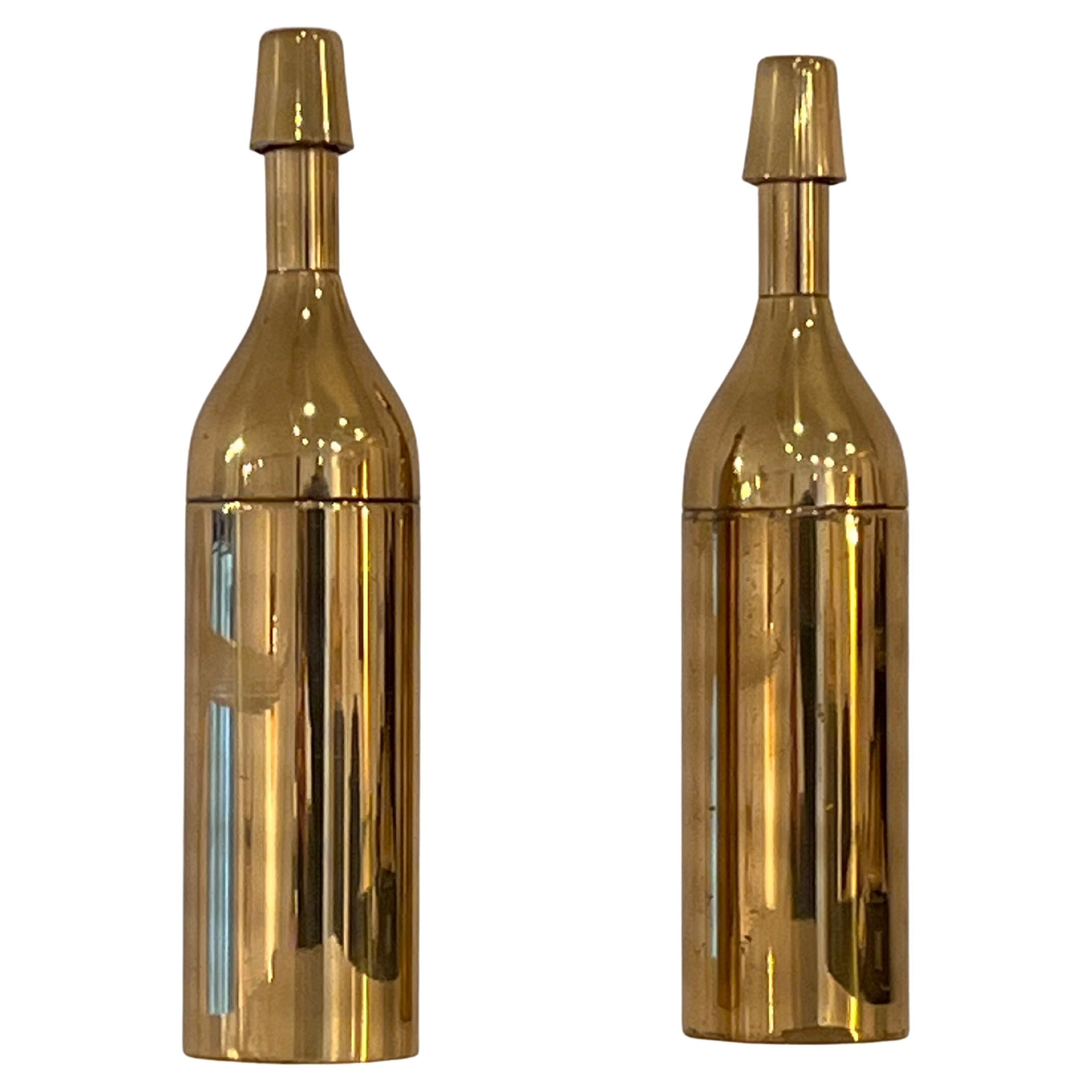 Bottiglie decorative in ottone - Timbro made in Italy, circa 1970 in vendita