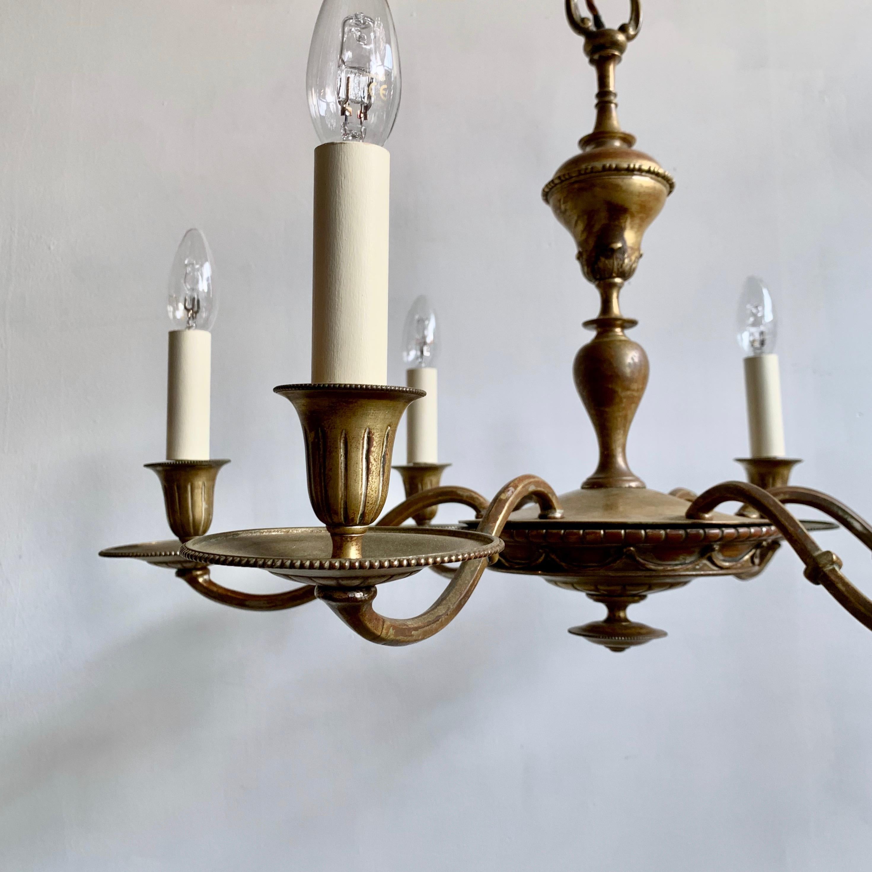 Decorative Brass Chandelier In Good Condition In Stockport, GB