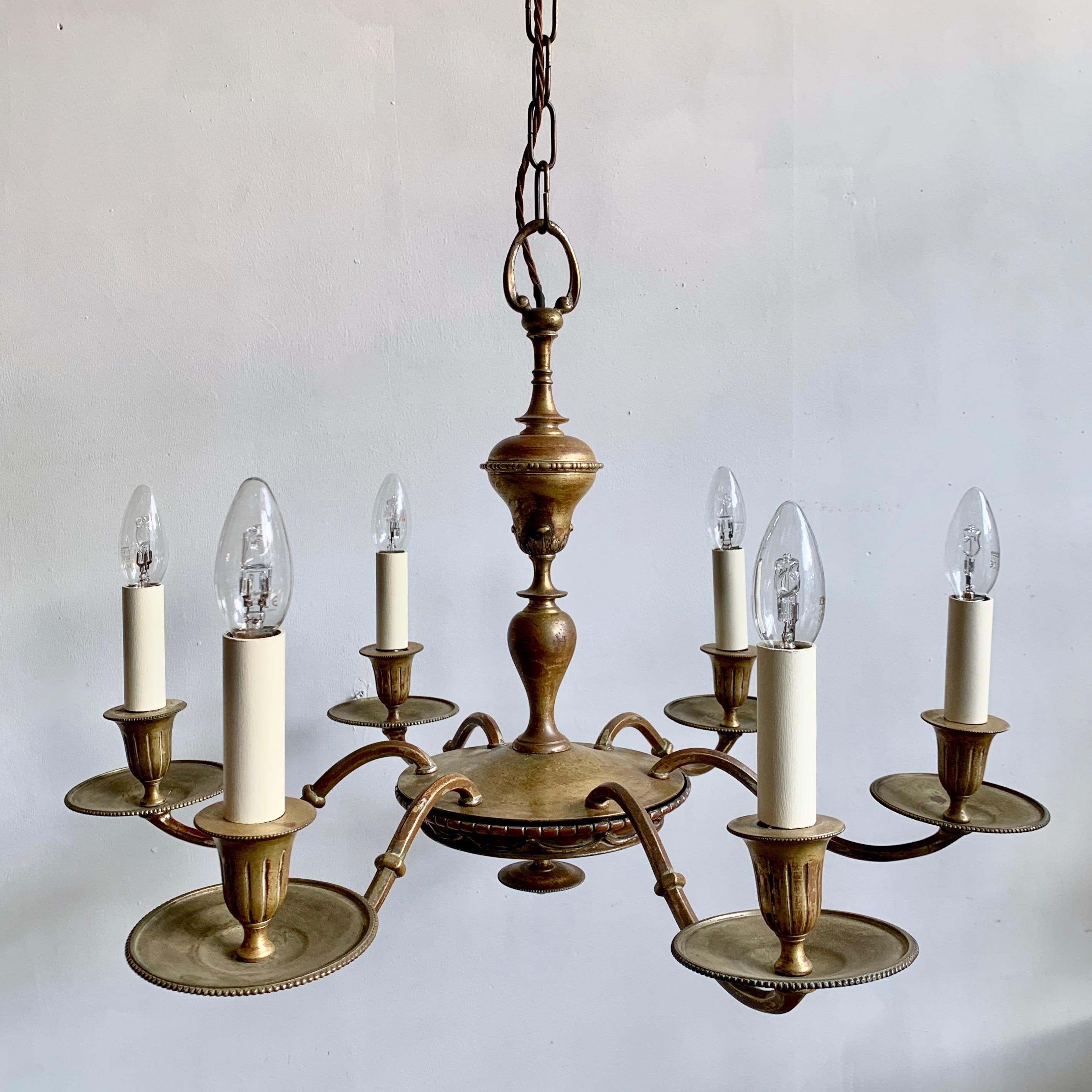 Late 19th Century Decorative Brass Chandelier