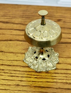 Decorative Brass Courtesy Counter Top Bell  Made in a floral style in solid bras