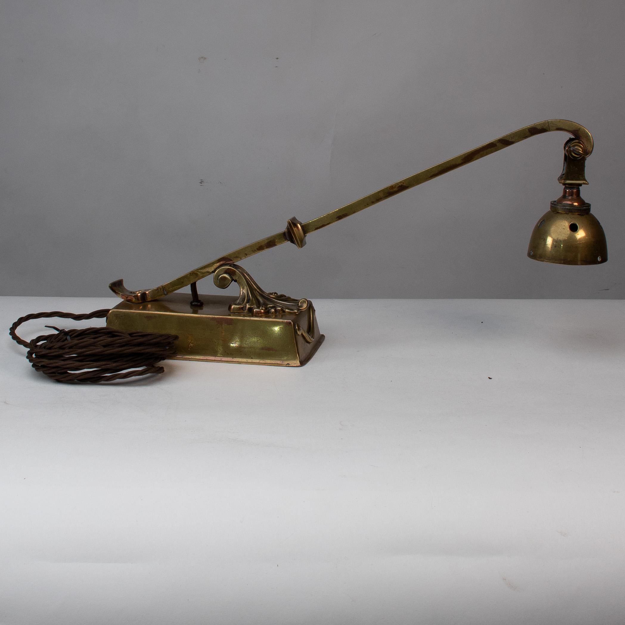 Decorative Brass Desk Light with Chord and Adjustable Head For Sale 1