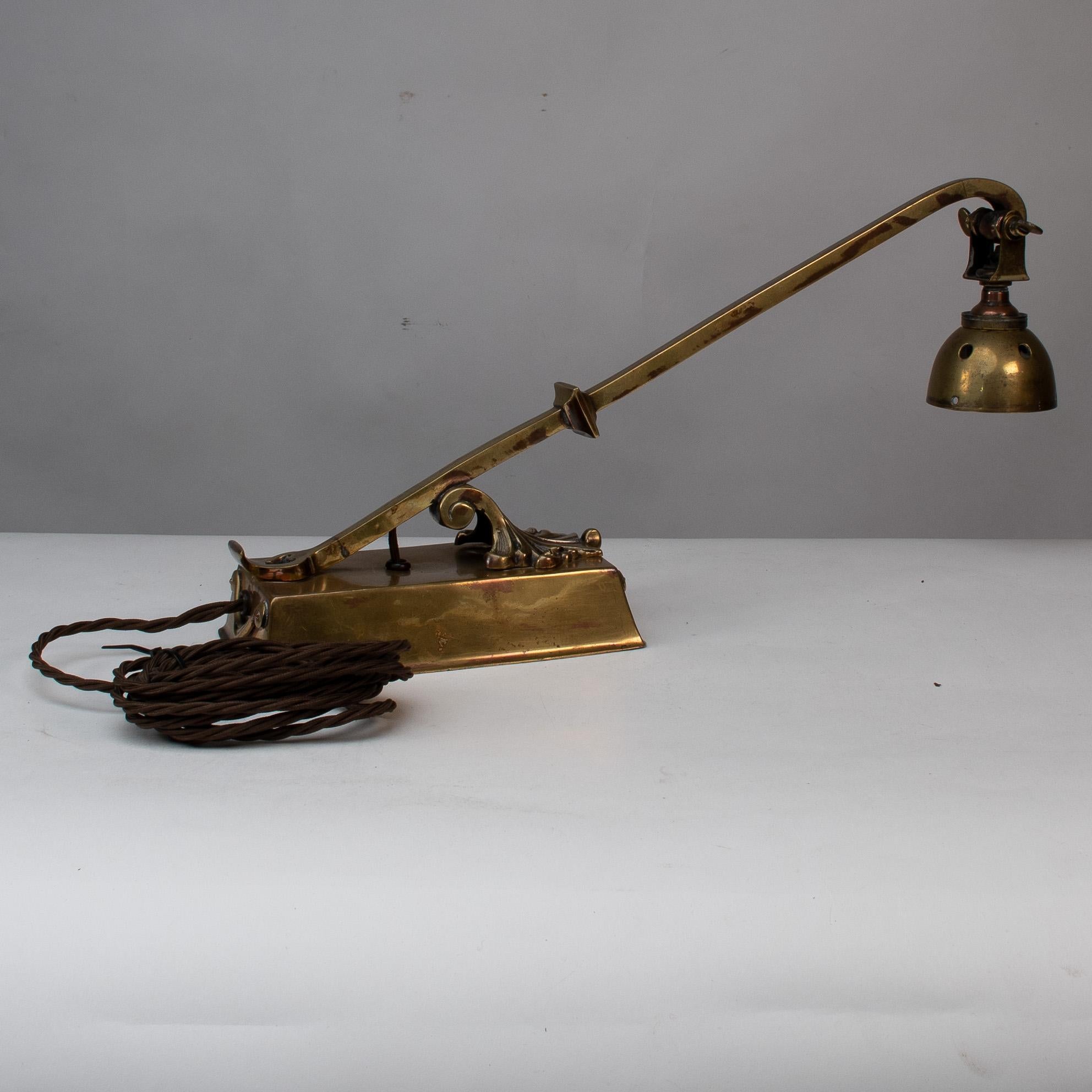 Decorative Brass Desk Light with Chord and Adjustable Head For Sale 2
