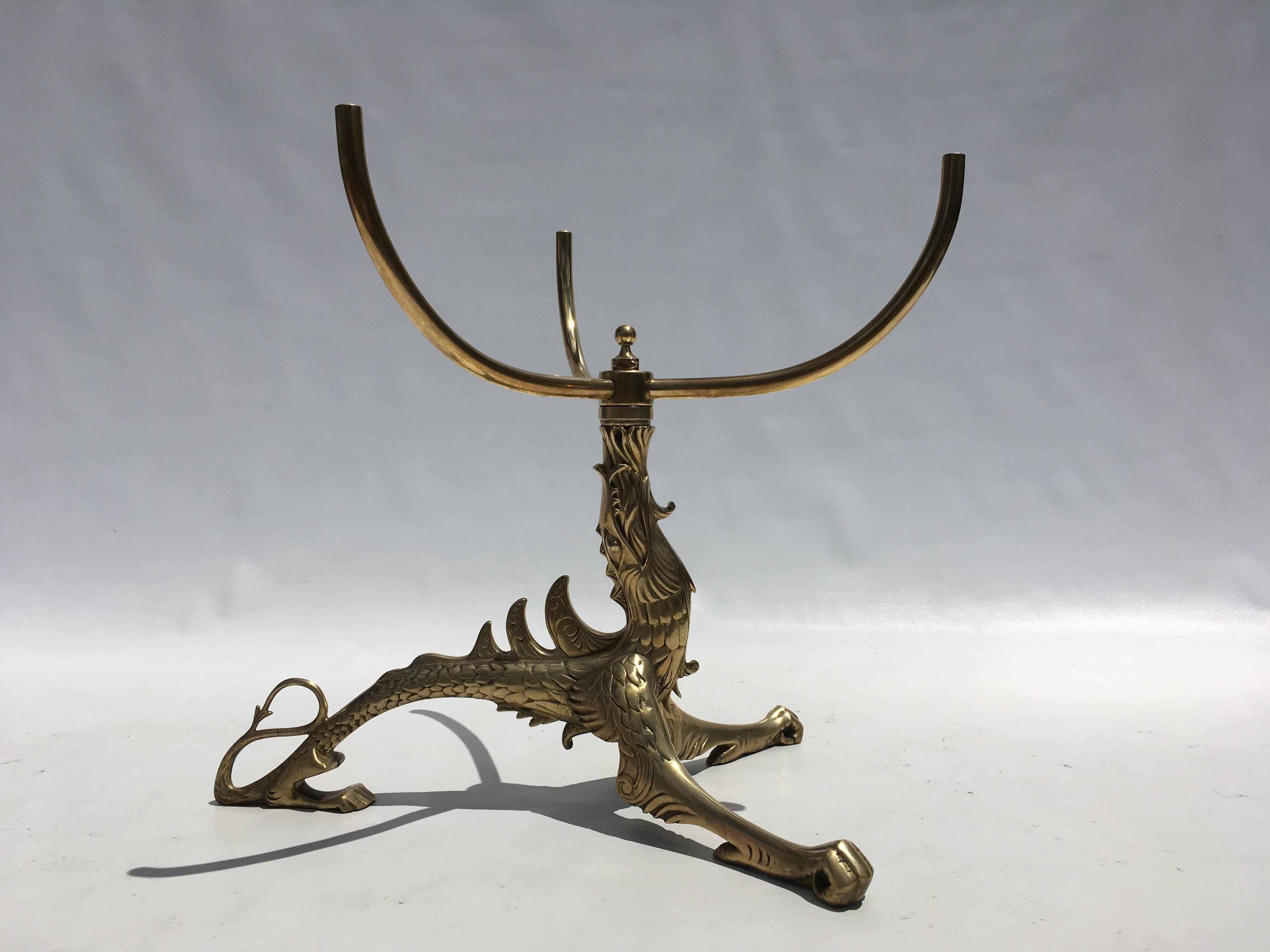 Decorative Brass Dragon Table with Glass Top 6