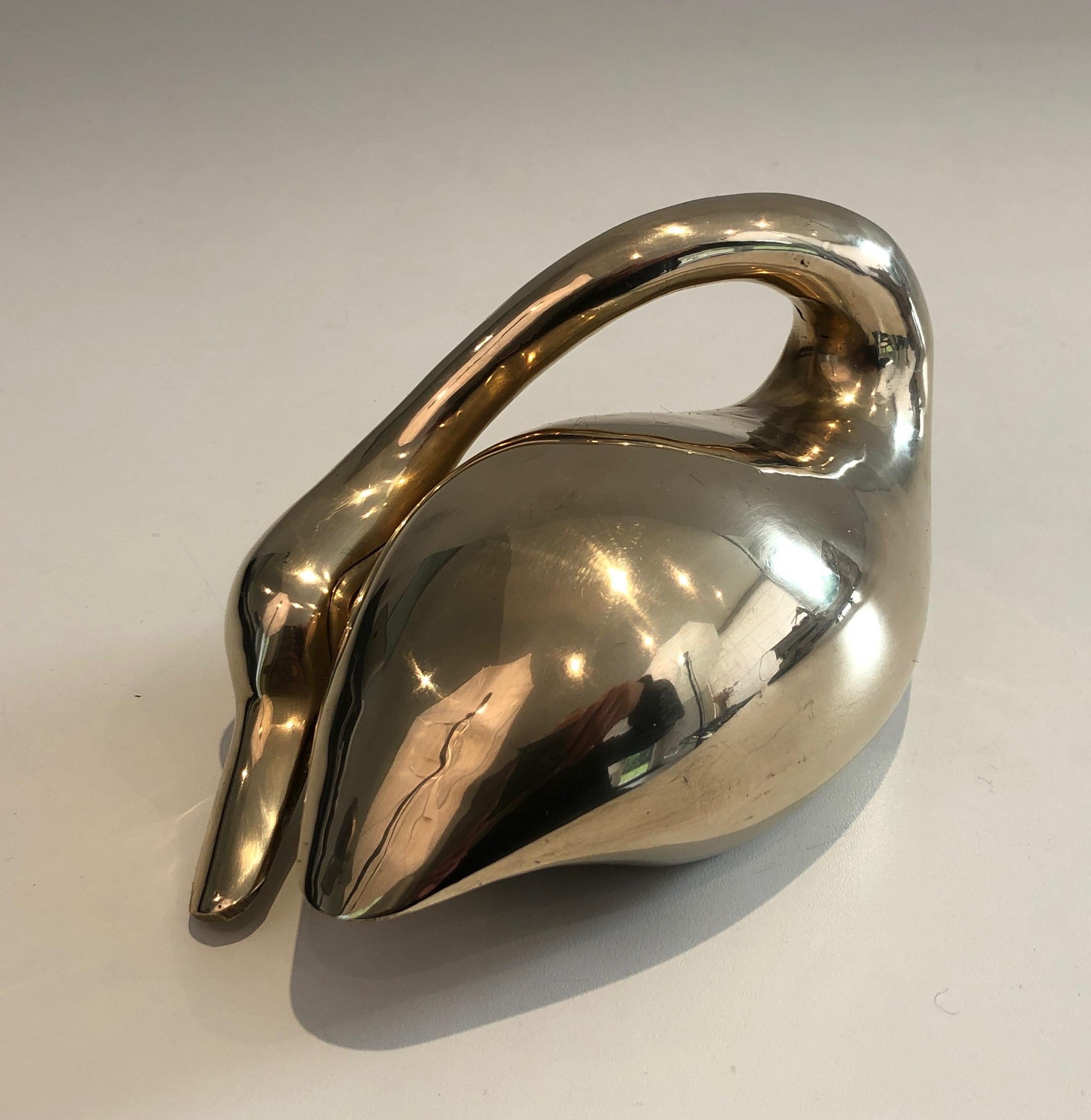 Late 20th Century Decorative Brass Duck For Sale