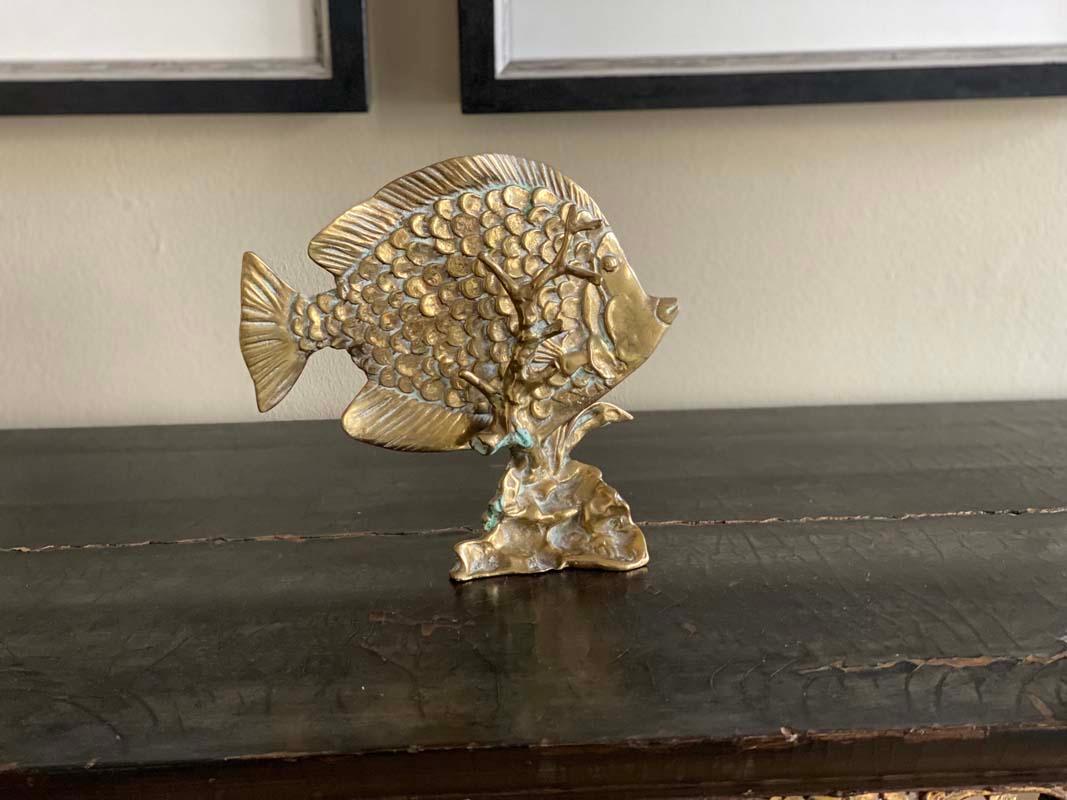 European Decorative Brass Fish Sculpture from the 20th Century For Sale