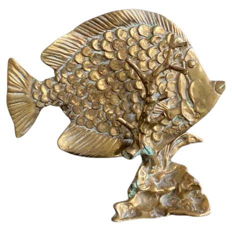 Dekorative Fisch-Skulptur aus Messing aus dem 20. Jahrhundert