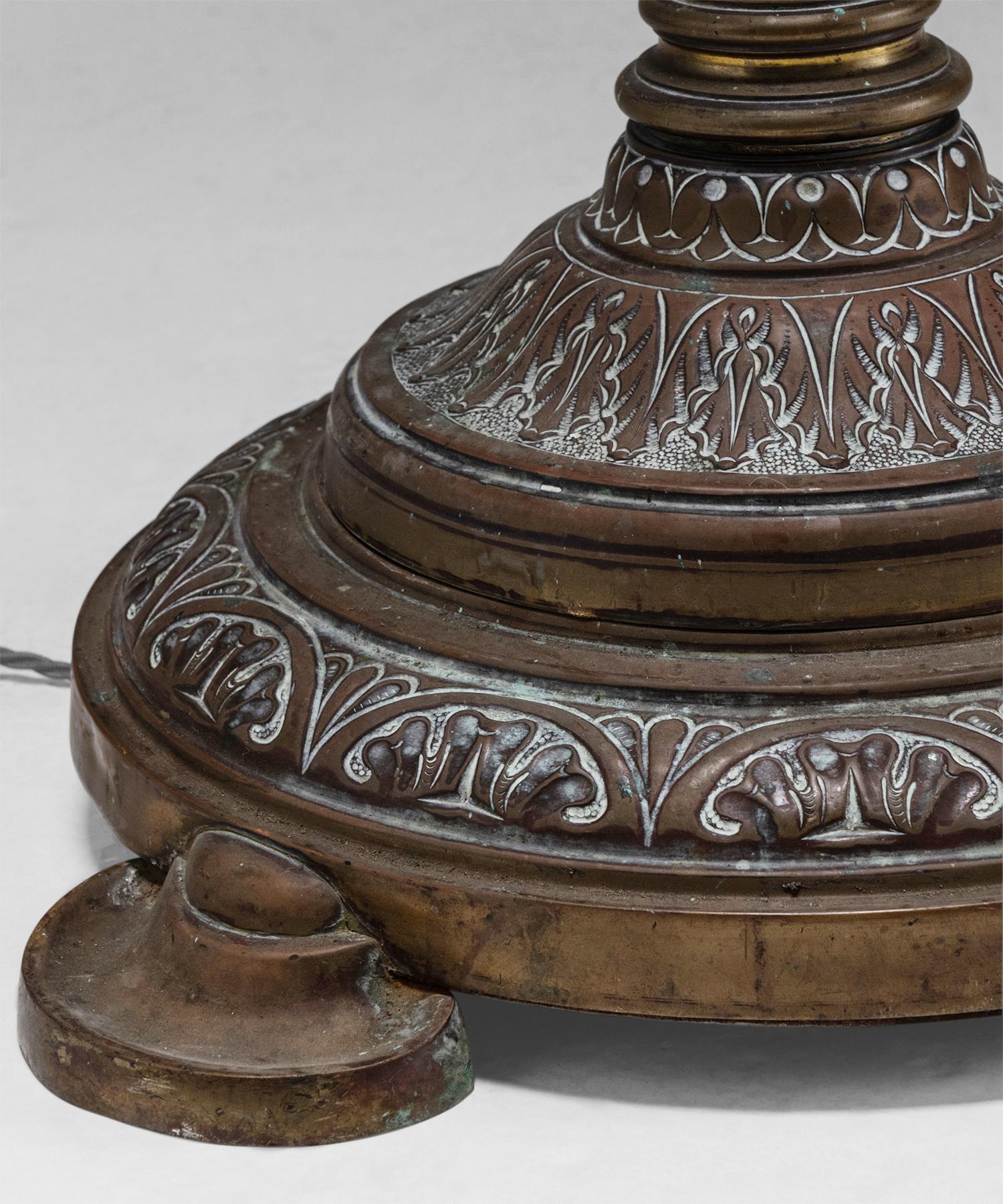 English Decorative Brass Floor Lamp, England, Circa 1910