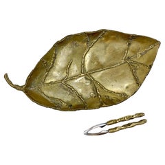Retro Decorative Brass Leaf Sculpture and Nut Cracker By David Marshall 1970’s