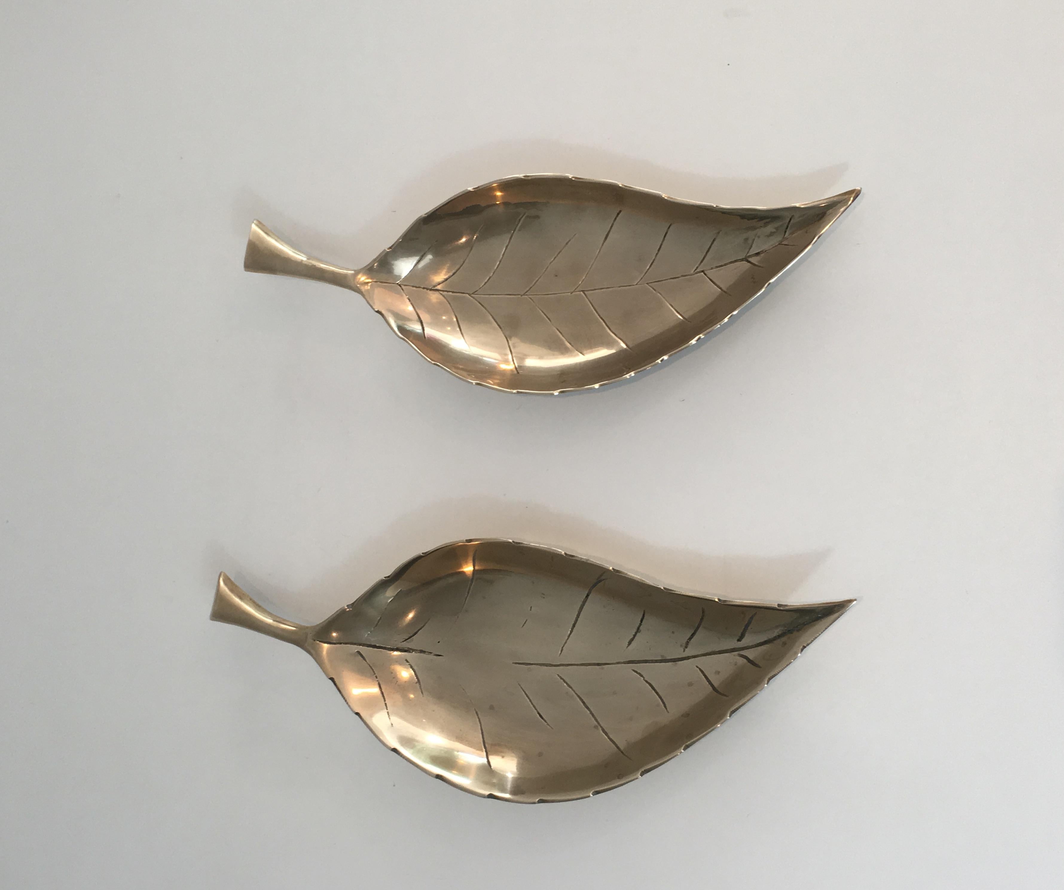 Mid-Century Modern Decorative Brass Leaves, French For Sale