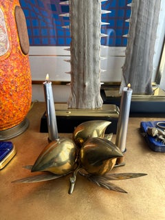 Dekorativer Zitronen-Kerzenhalter oder Briefbeschwerer aus Messing