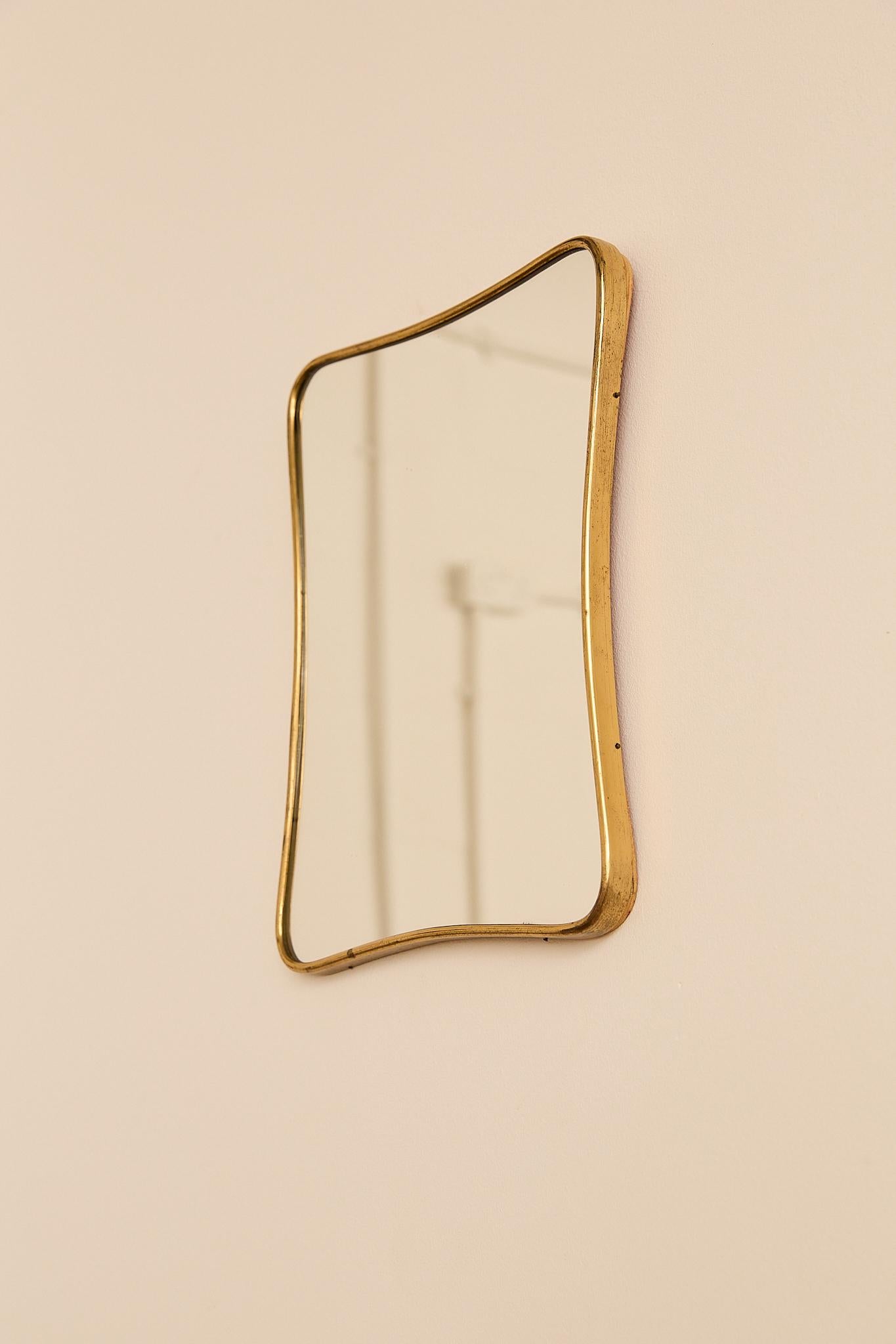 Italian Decorative Brass Mirror For Sale