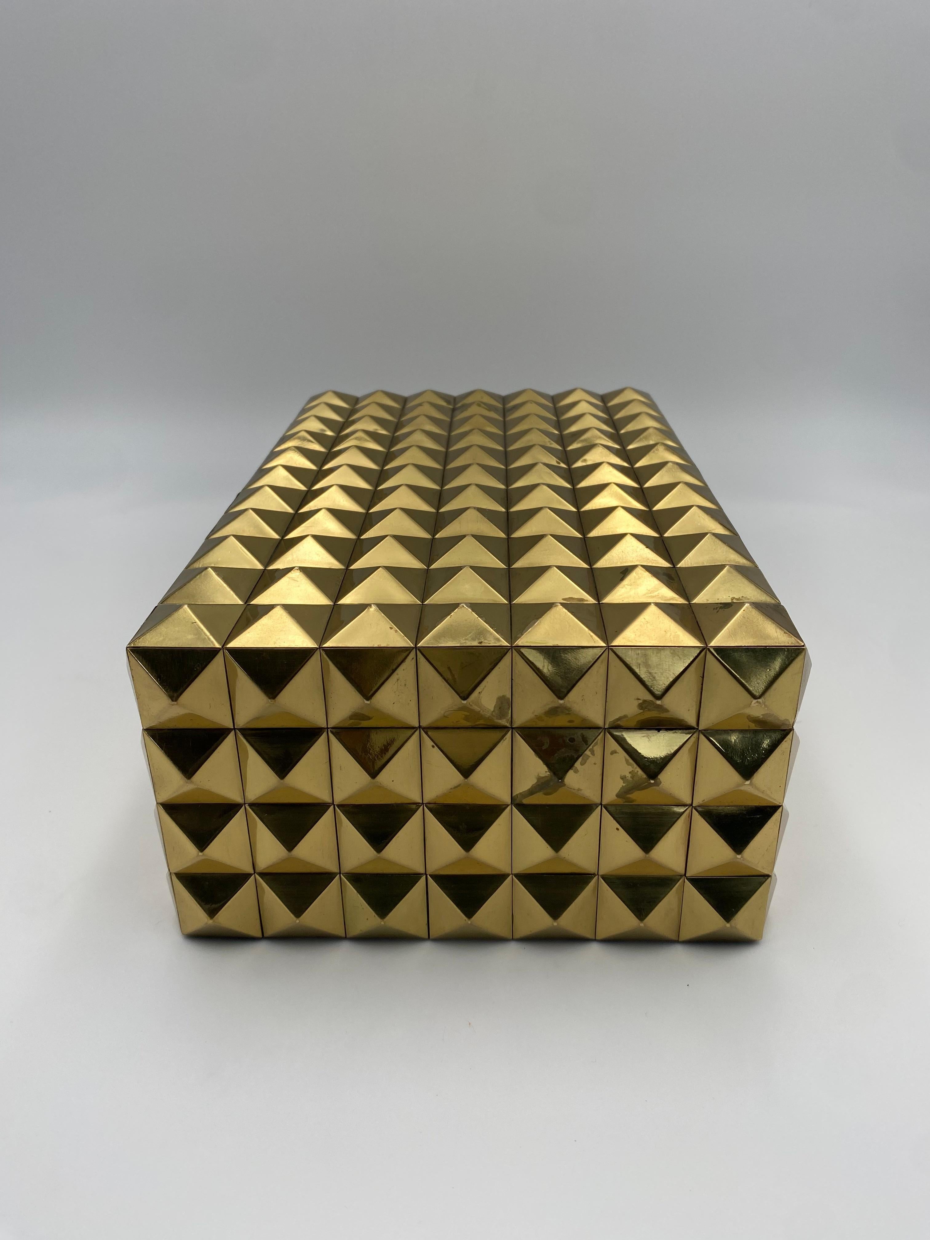 Decorative Brass Pyramid Lidded Box 12