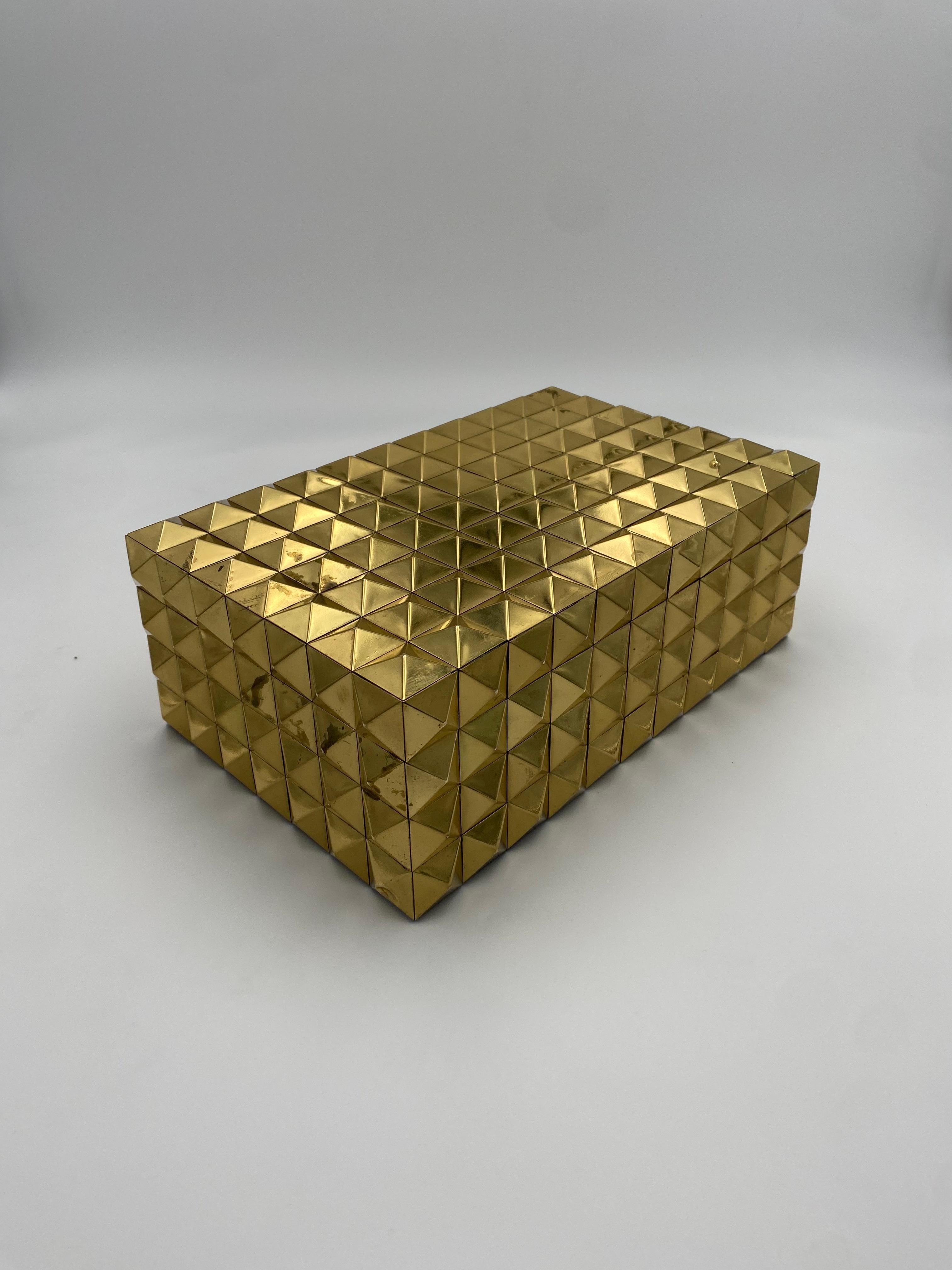 Decorative Brass Pyramid Lidded Box 