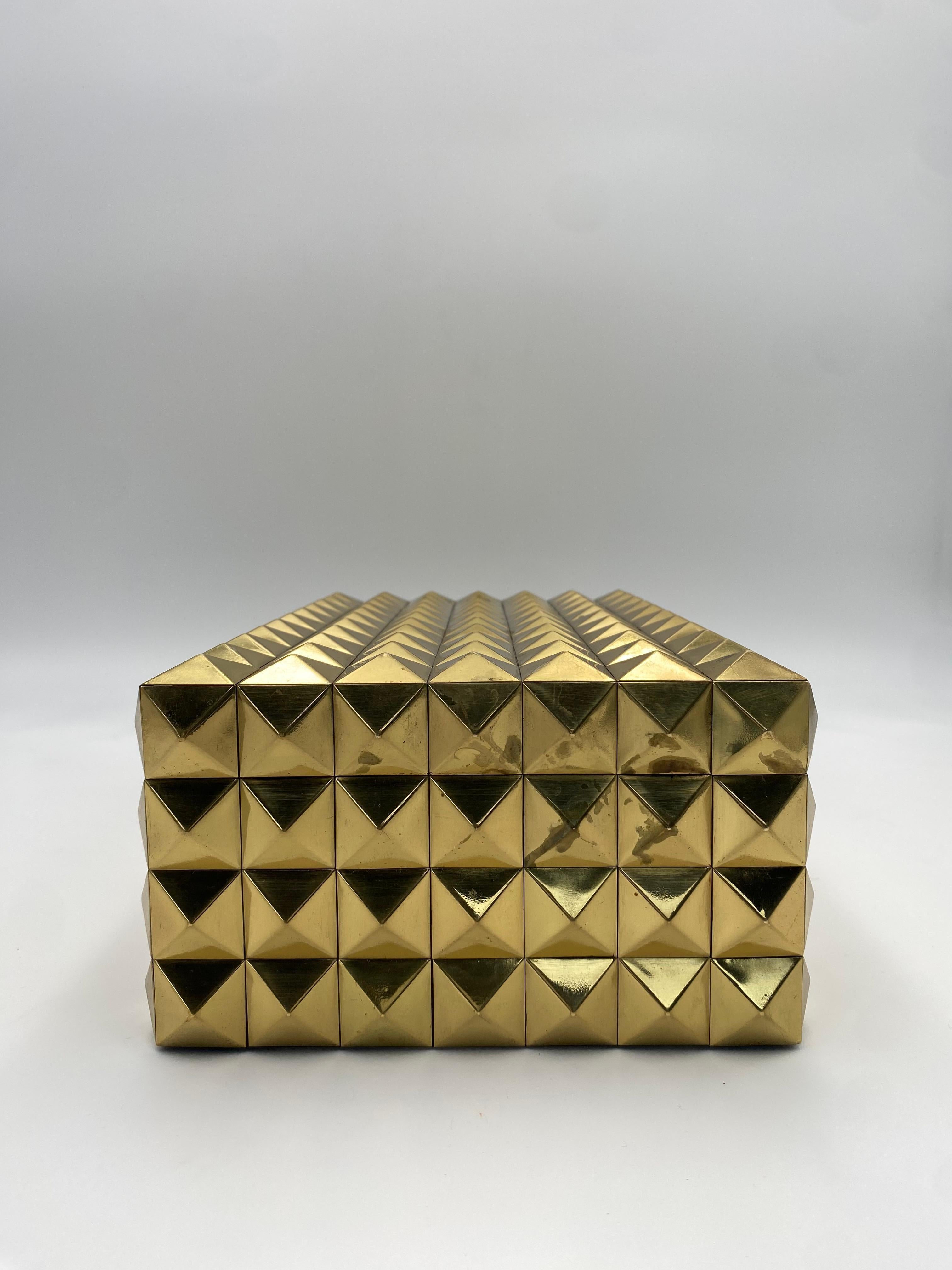 Late 20th Century Decorative Brass Pyramid Lidded Box