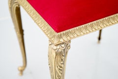 Decorative Brass Stool with Red Fabric, circa 1970s