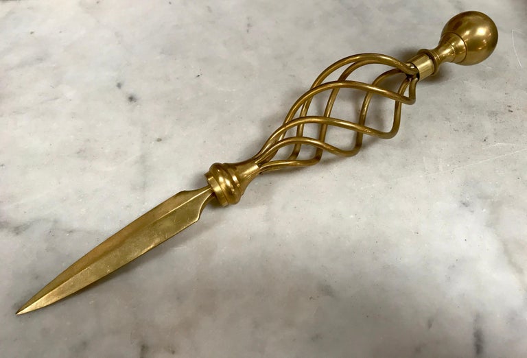 Decorative Brass Torchon Letter Opener, 1950s For Sale at 1stDibs