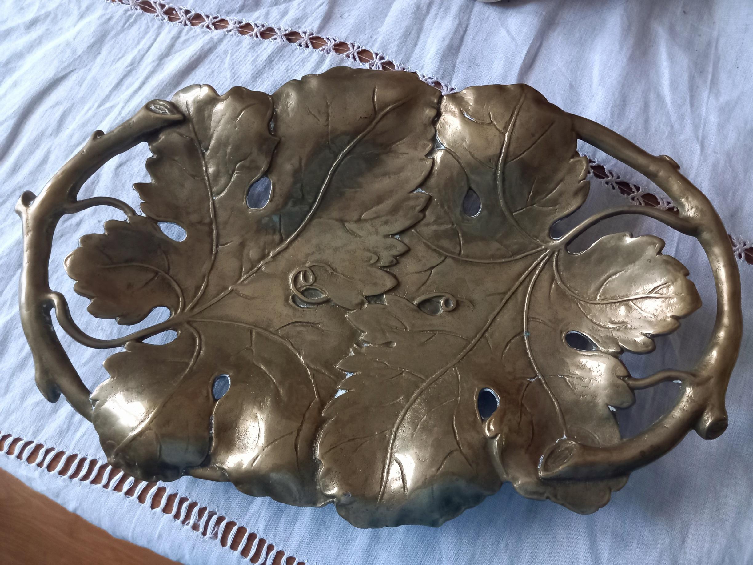 Other Decorative Brass Tray with Vine Leaves to Serve Small Candies or Chocolates For Sale