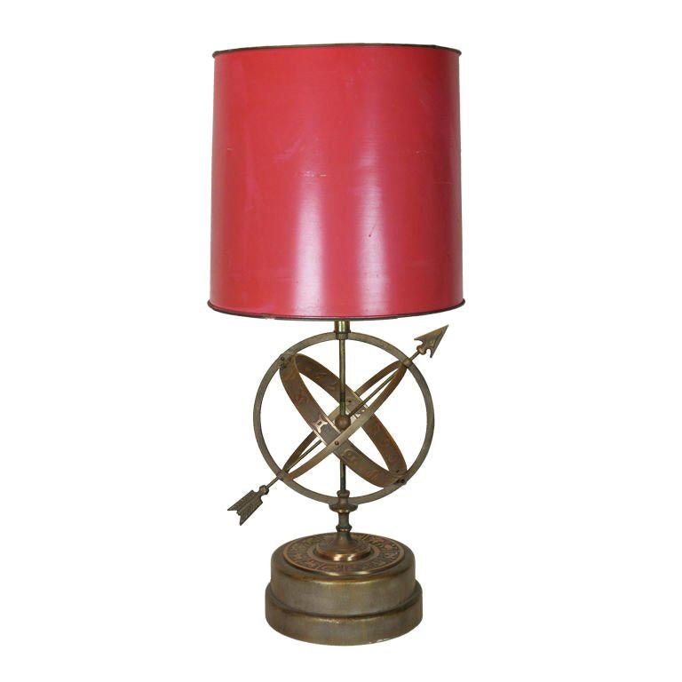 Decorative Bronze 1940
s Armillary Table Lamp For Sale