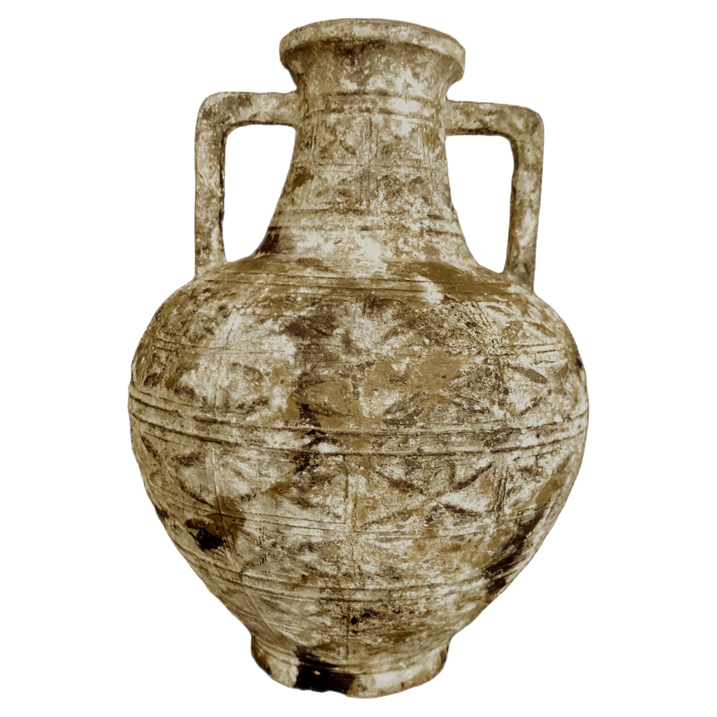 Double-Handed Sand Decorative Amphora For Sale at 1stDibs