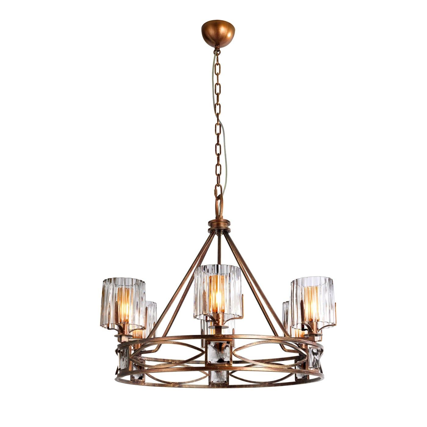 Decorative Bronze and Amber Chandelier For Sale