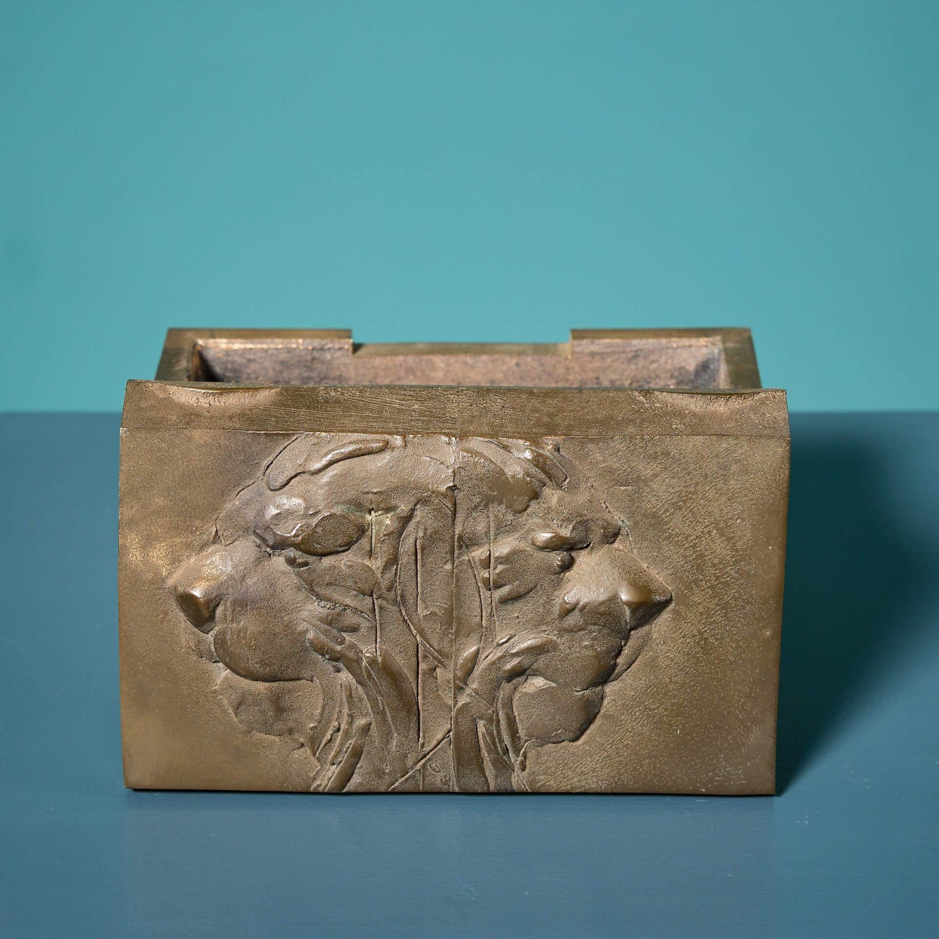 English Decorative Bronze Box with Lion Detail by John W. Mills (1933-2023) For Sale
