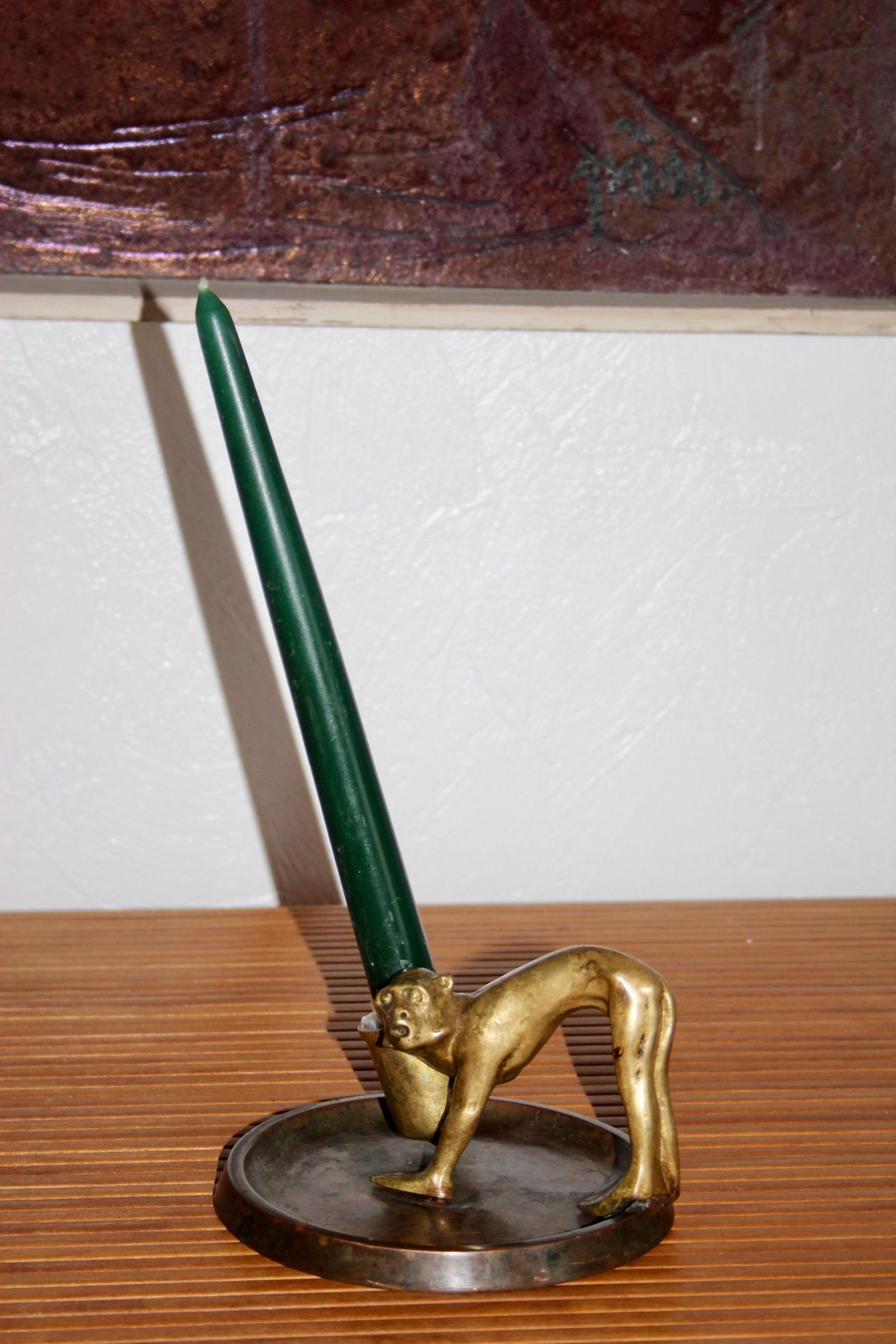 European Decorative bronze candlestick For Sale