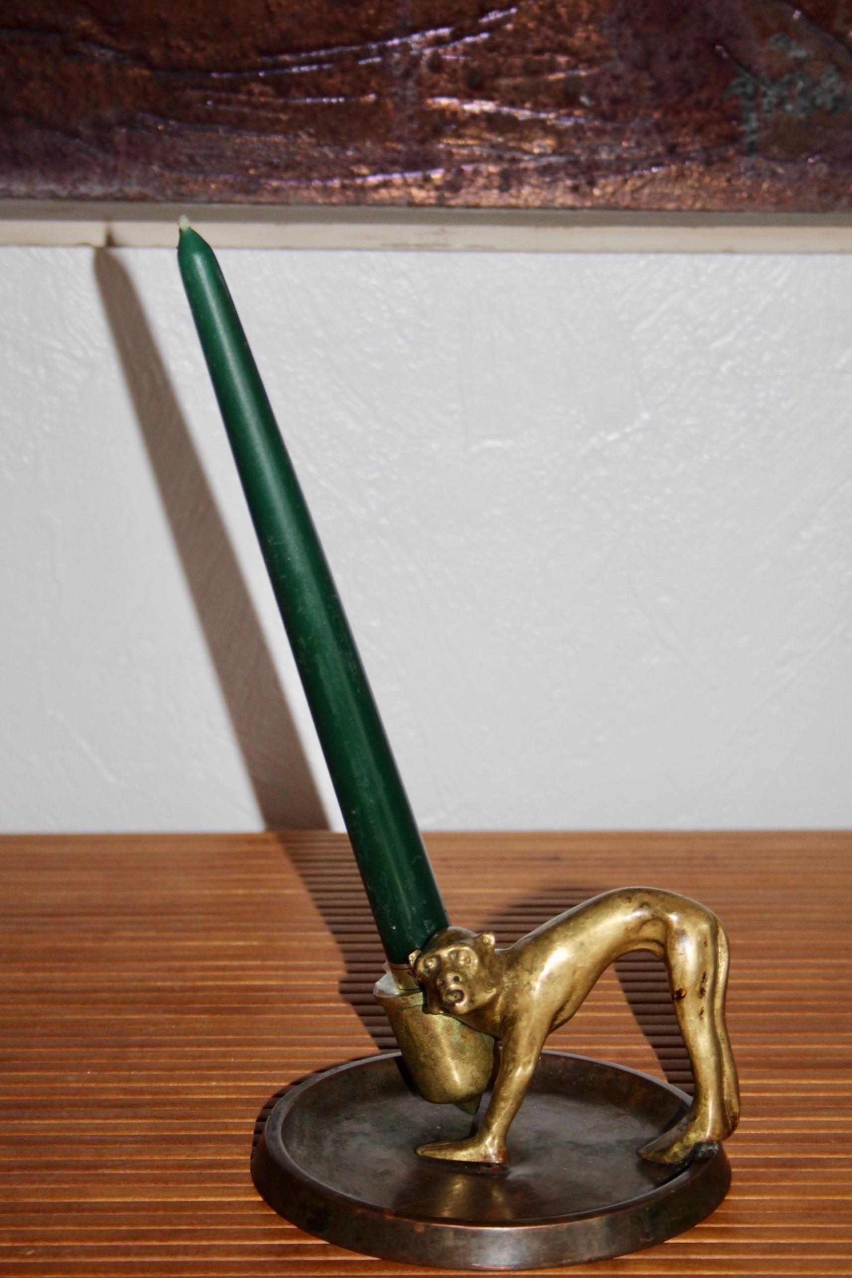 Mid-20th Century Decorative bronze candlestick For Sale