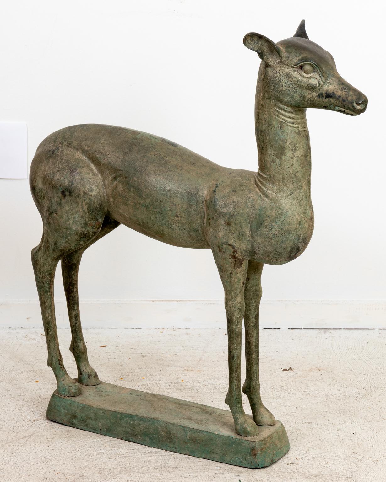 20th Century Decorative Bronze Deer For Sale