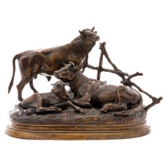 Decorative Bronze Figure of a Bull, Home Decor Objects After Jules Moigniez