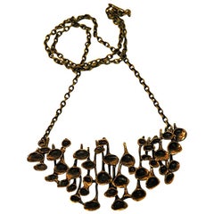 Decorative Large Bronze Necklace by Hannu Ikonen, Finland, 1970s